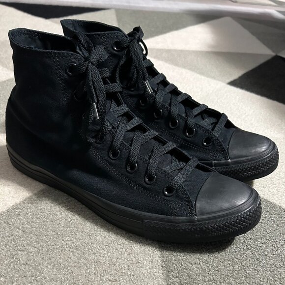 Converse All Star Chuck Taylor Black High Top Sneakers Men's 10.5/Women's 12.5 - Picture 1 of 14